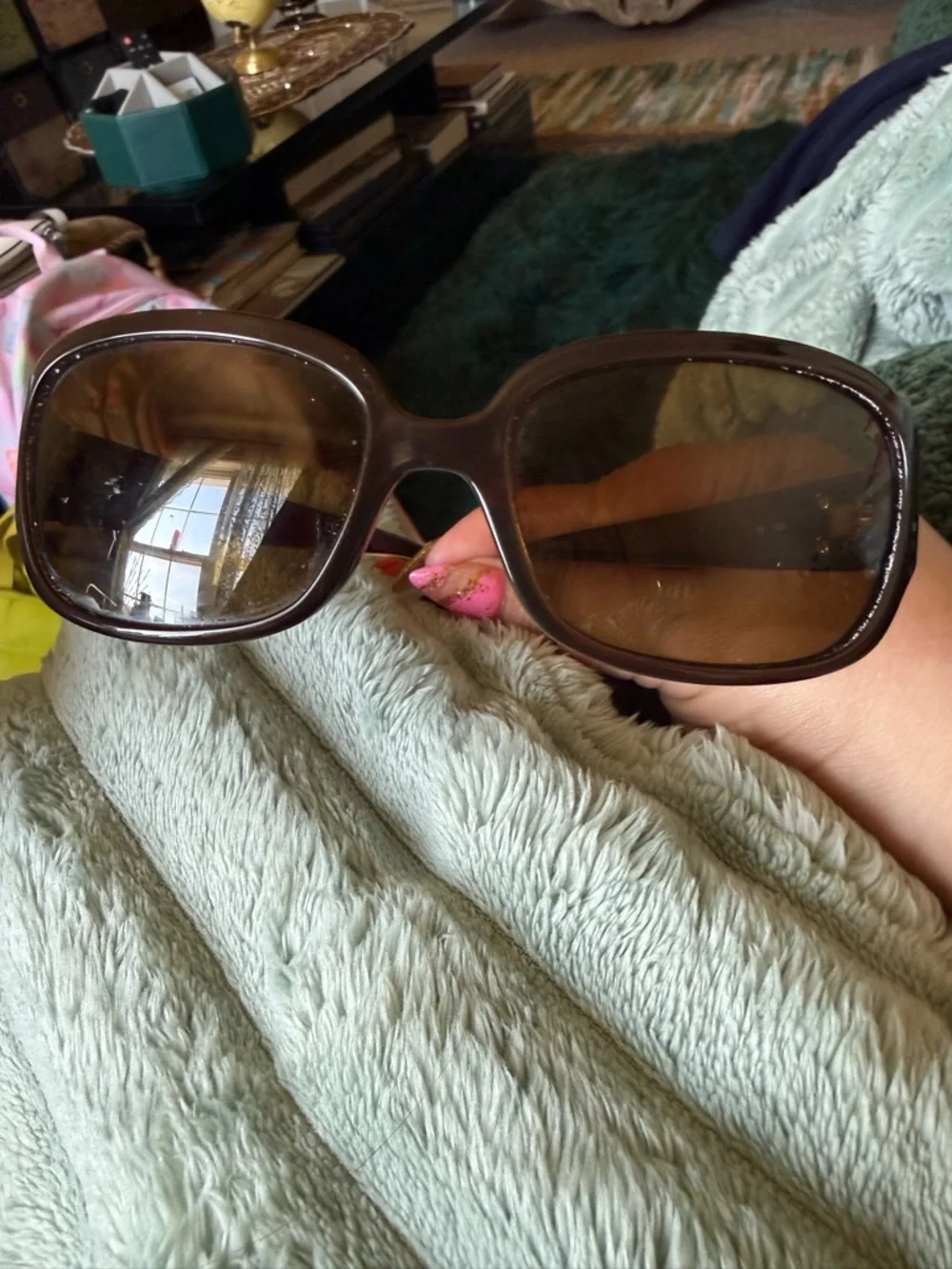 Coach Brown Patterned Sunglasses with Dark Lenses - Picture 9 of 10